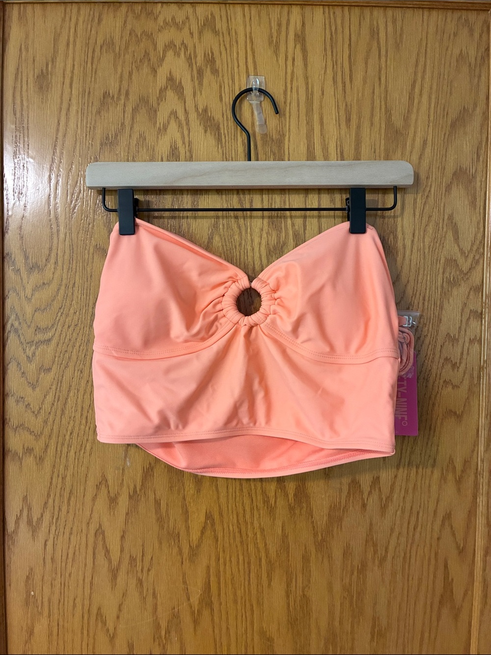 NEW Ninety-Nine Peach Ring-Front Strap(less) Bandeau Swim Top